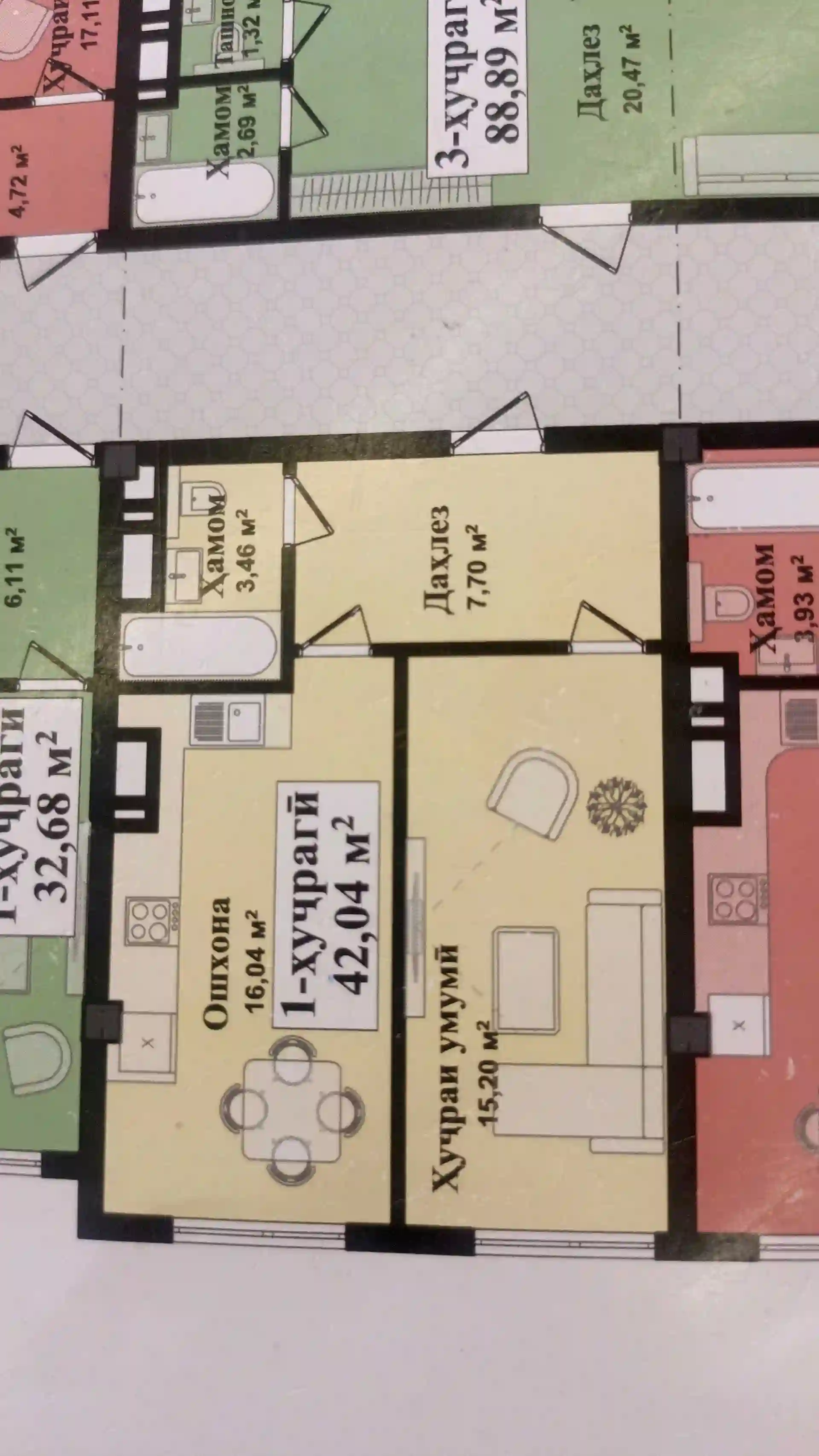 1-к квартира, 6 этаж, 42 м², Рудаки